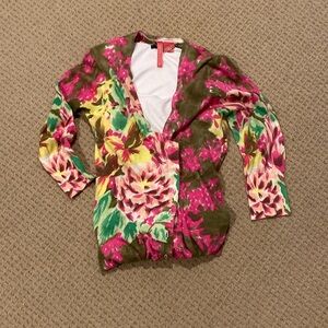 Charlotte Tarantola Floral Button-Down Cardigan Size S